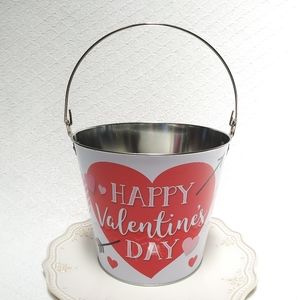 "Happy Valentine's Day" Tin Bucket w/ Handle